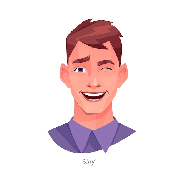 winking and smiling man with silly expression