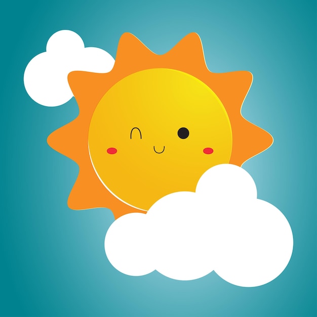 Winking sun with clouds