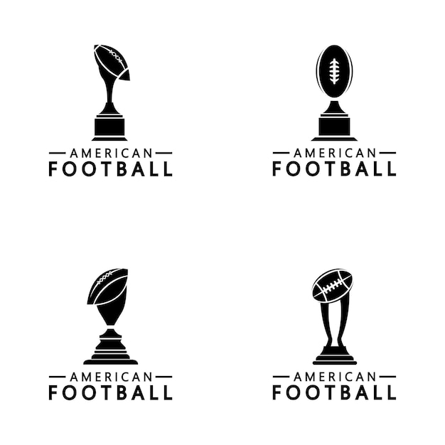 Winnaar American football Championship Trophy Logo Design vector pictogrammalplaatje American football trofee voor winnaar awardx9