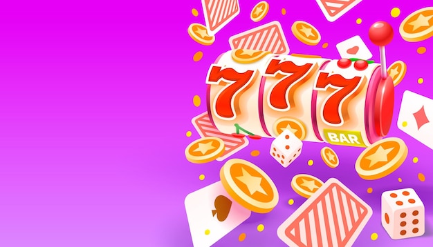 Winnaar casino slots geluk 777 win banner Vector