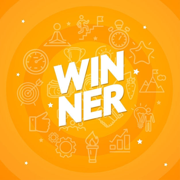 Winnaar Concept met witte dunne lijn Icon Set Vector