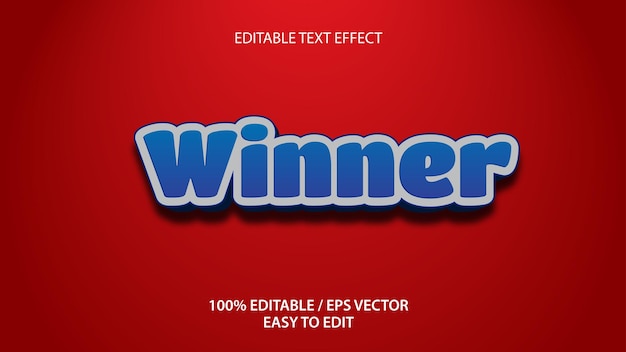 Winnaar teksteffect bewerkbaar premium vector