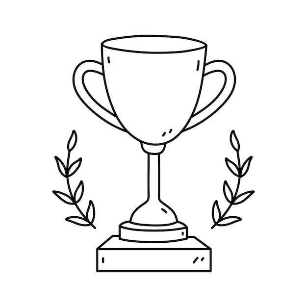 Vector winner 039s cup isolated on white background champion award hand drawn doodle illustration