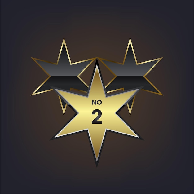 Un vincitore 2nd golden star label design, stelle premium per l'illustrazione vettoriale campione