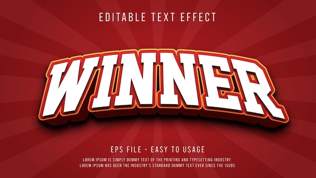 Winner 3d editable text effect