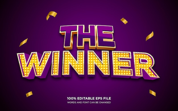 Vector the winner 3d text style effect