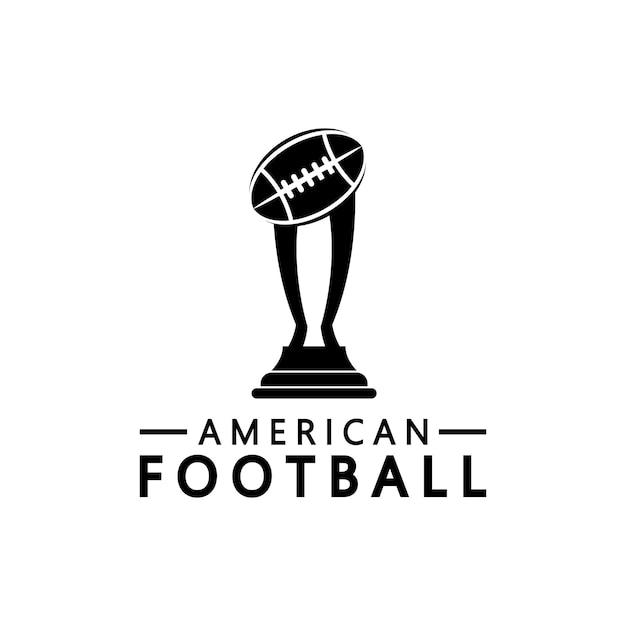 Победитель чемпионата по американскому футболу Trophy Logo Design векторный шаблон значка Американский футбольный трофей для победителя awardx9