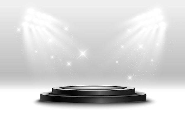 Winner background with signs of first second and third place on a round pedestal vector winner