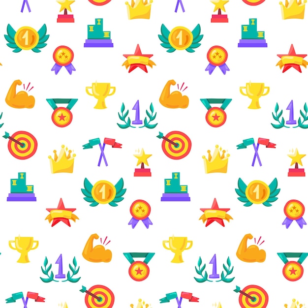 Winner color awards and sport seamless vector pattern