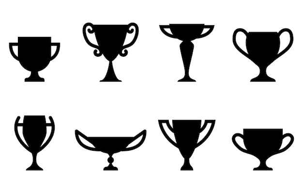 Winner cup icon set Champion trofee symbool collectie sport award teken Winner prijs kampioenen