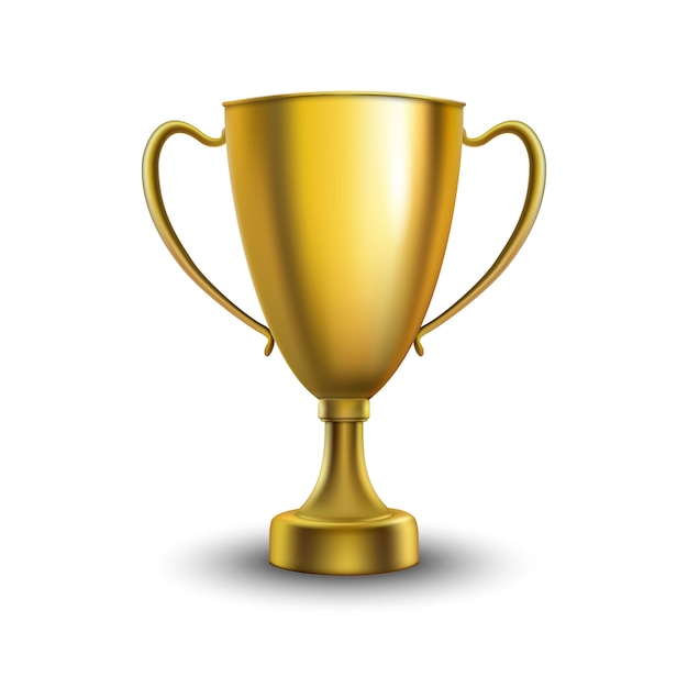 winner cup isolated. golden trophy on white  background. vector illustration. 