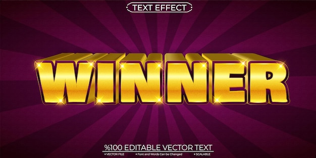 Vector winner editable and scalable text effect