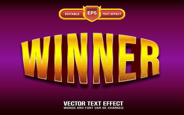 Winner editable text effect with cartoon style