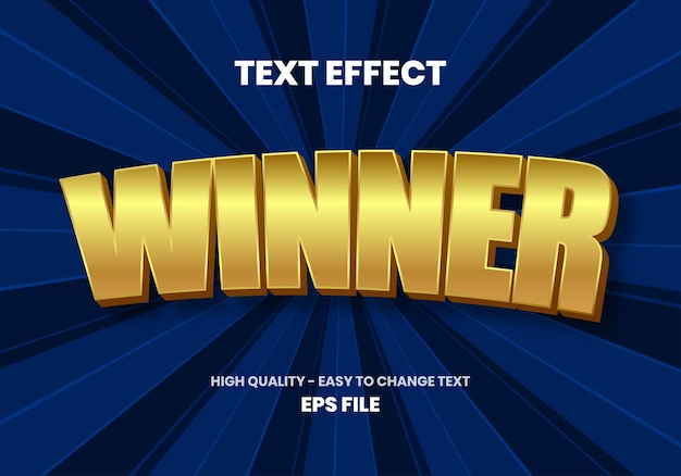 Vector winner gold text teffect