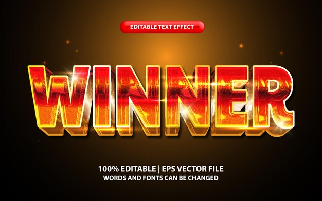 Winner golden editable text effect style