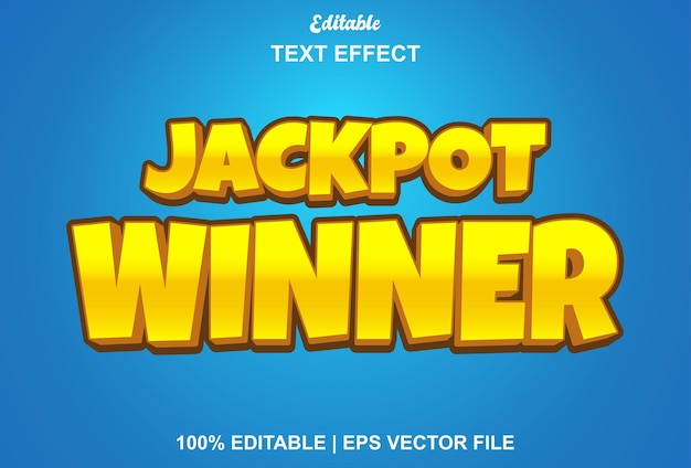 Winner jackpot text effect in yellow and blue