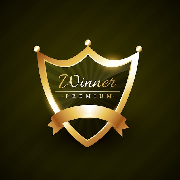 Vector winner label badge design with ribbon