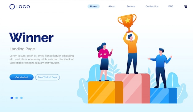 Winner landing page website illustration vector templete