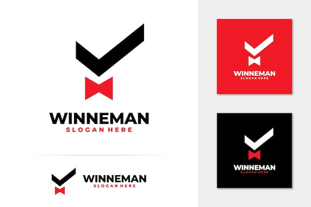 Winner man with check mark logo vector