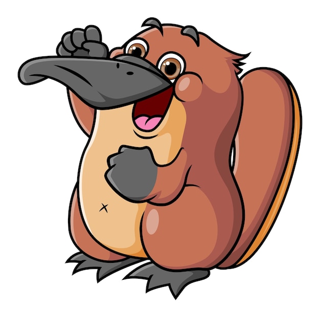 The winner platypus is celebrate with the happy expression