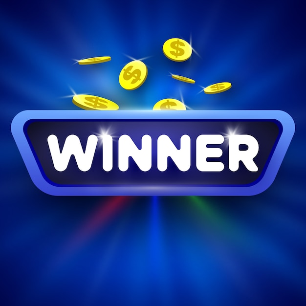 Vector winner sign with golden coins