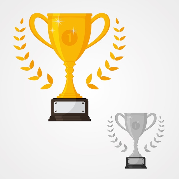Vector winner solid trophy icon with number one and different color