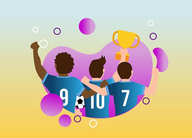 Vector winner a team football design flat illustration