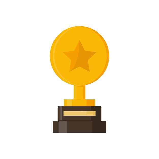 Winner trophy vector Flat Illustration of Golden Trophy or cup sports award or champion