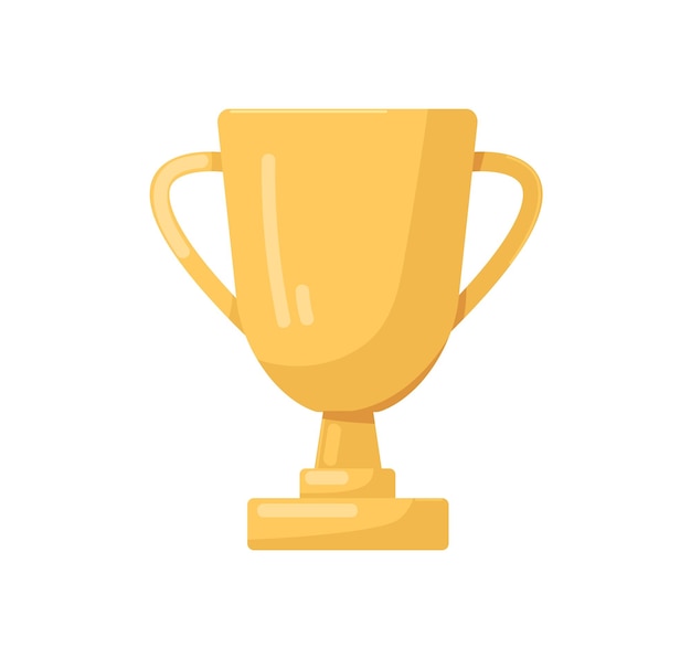 Winners cup, gold award for first place. Champions trophy, golden goblet. 1st prize reward icon. Shiny gilded metal object for championships. Flat vector illustration isolated on white background.