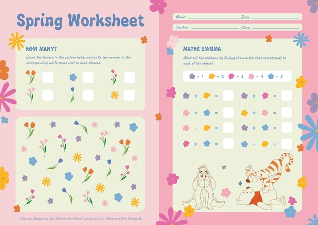 Winnie the Pooh Spring Worksheet