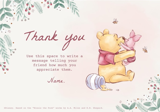 Winnie the Pooh Thank you Card