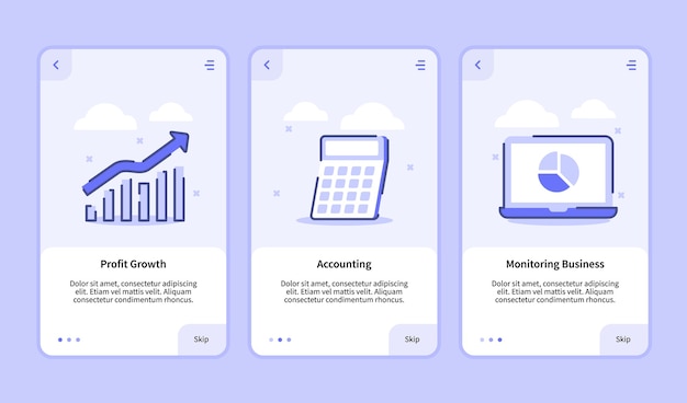 Winstgroei boekhouding monitoring bedrijf voor mobiele apps sjabloon banner pagina ui
