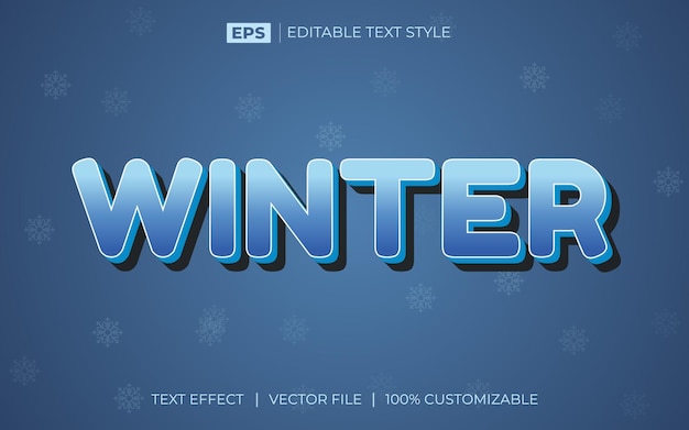 Winter 3d editable text effect premium eps with background