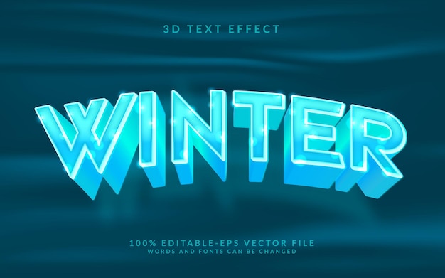 Winter 3D Text Effect Volledig bewerkbare illustrator naar vector