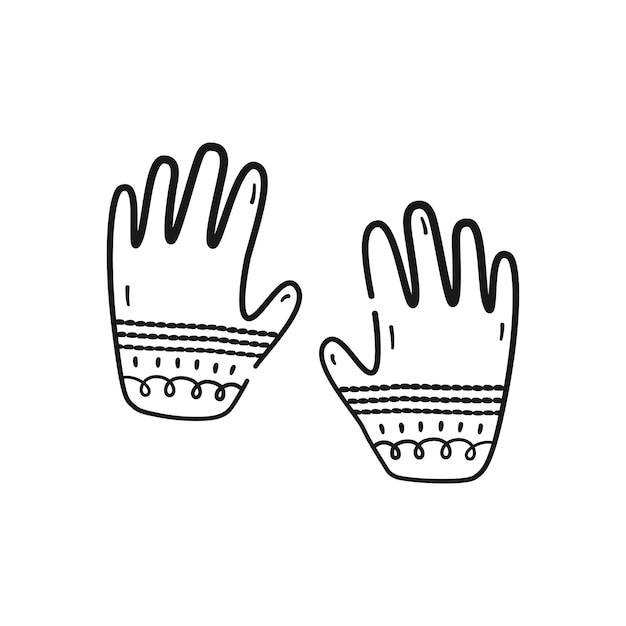 Winter and autumn gloves with pattern in black linear drawing style