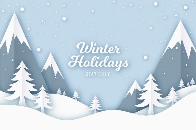 Vector winter background concept in paper style