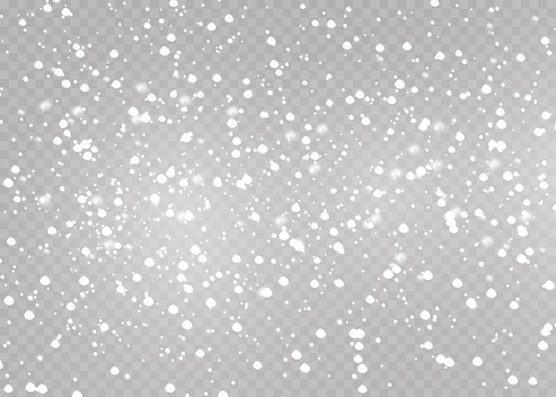 Vector winter background from snowflakes blown by the wind heavy snowfall white dust light snow
