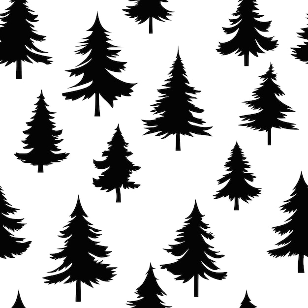 Vector winter background seamless pattern christmas trees