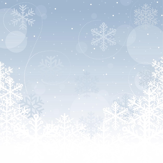 Vettore sfondo invernale con fiocchi di neve che cadono e brina come illustrazione astratta