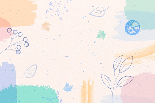 winter background with pastel color brushes and leaves