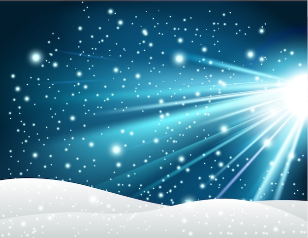 Vector winter background with shiny blue light