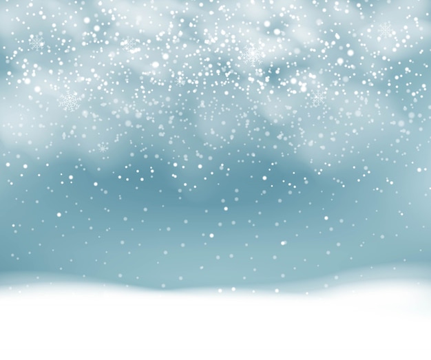 Vector winter background with snowfall with snowflakes