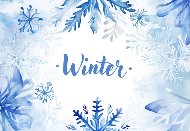 Vector winter background with snowflakes and fir trees