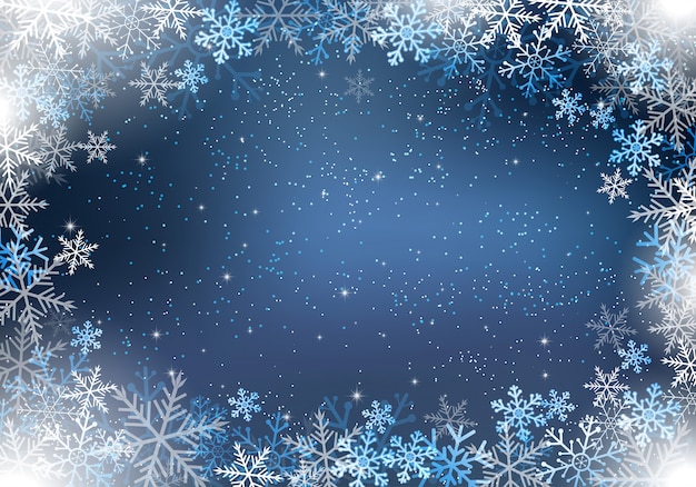 Winter background with snowflakes and light