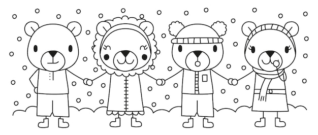 Векторная иллюстрация зимних медведей