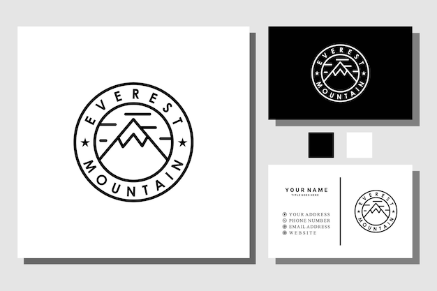 Winter berg buiten stempel of sticker logo ontwerp