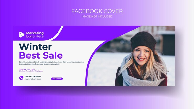 Вектор зимняя лучшая распродажа шаблон обложки для facebook