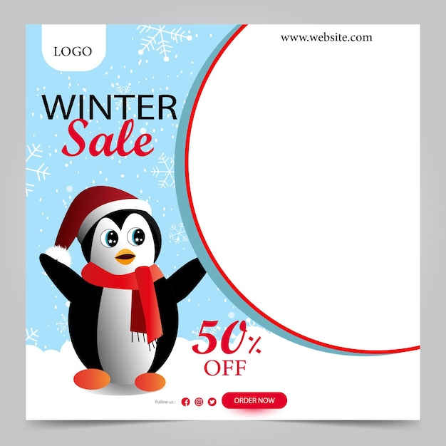 Vector winter big sale poster banner template flat design