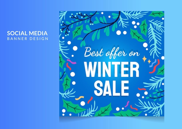 Winter big sale social media post banner design template