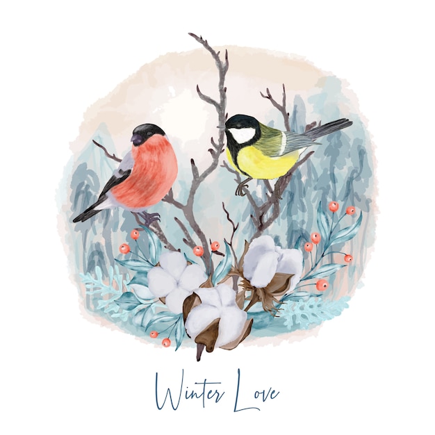 Winter Birds on branch